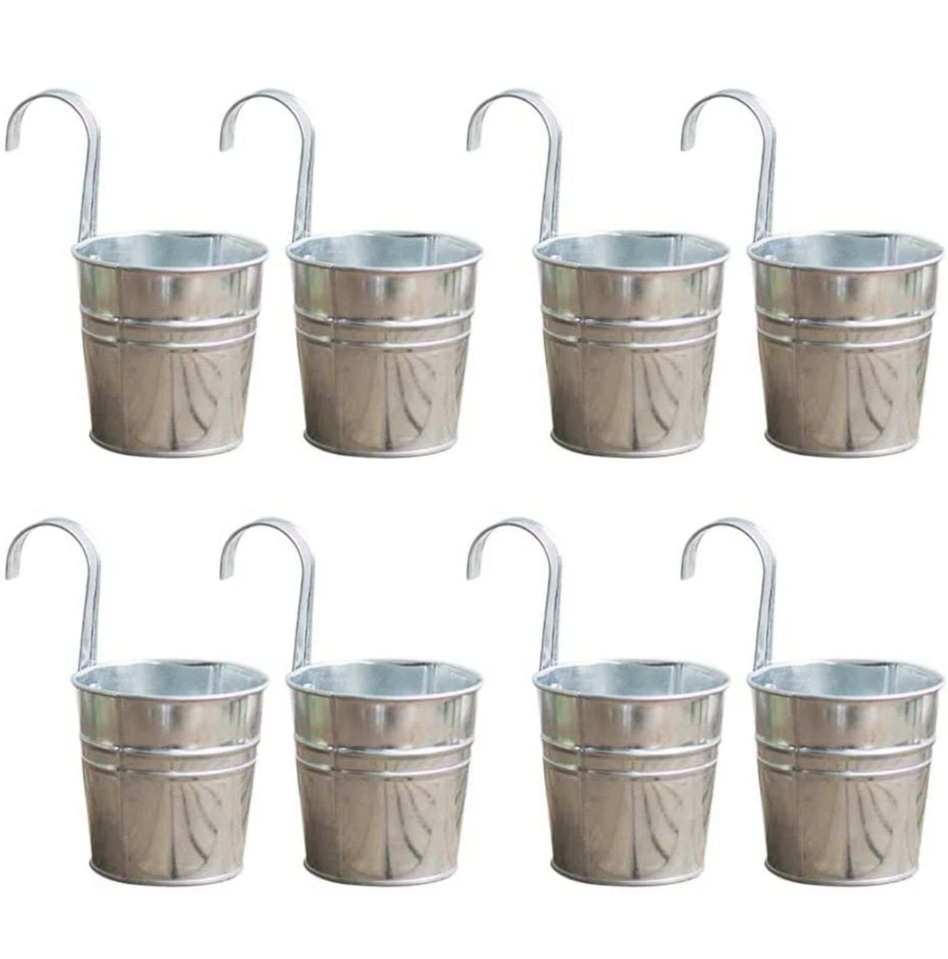 Wavel 8 Pcs Hanging Flower Pots with Hook, Metal Iron Bucket RRP £17.99