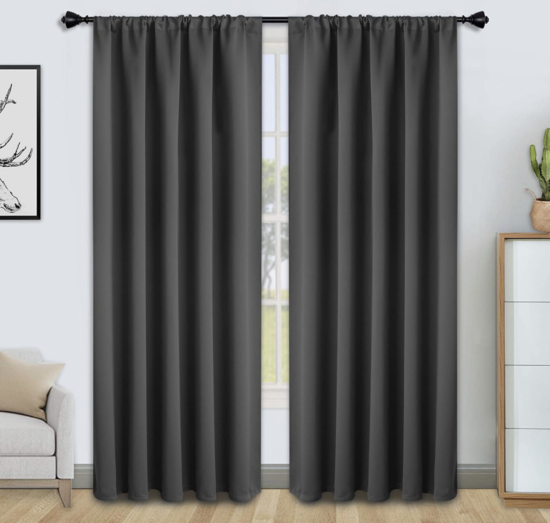 RRP £34.99 Floweroom Blackout Curtains Thermal Insulated Rod Pocket Curtains, 132cm x 213cm