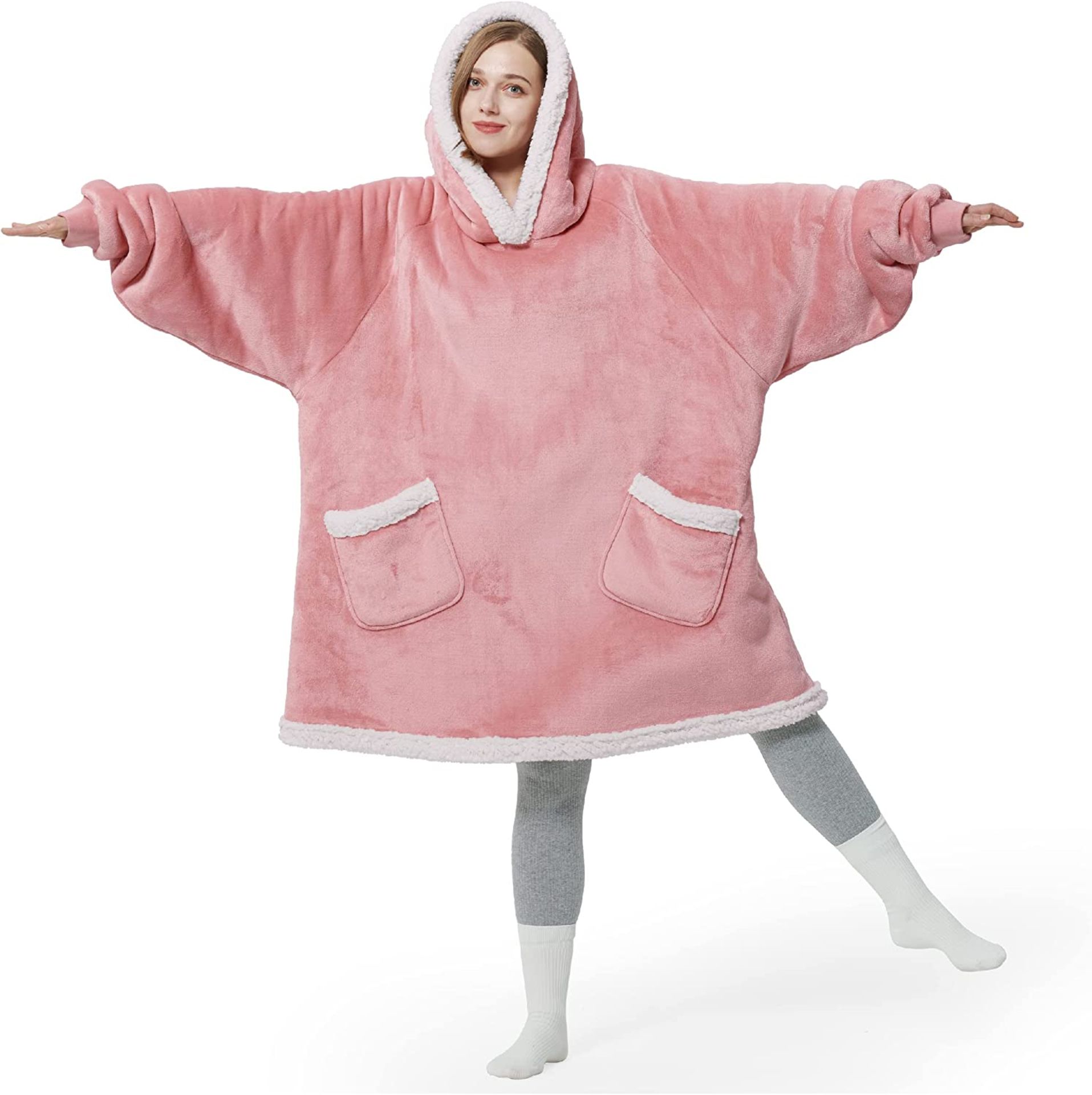 Bedsure Wearable Blanket Hoodie Women - Sherpa Fleece Snuggle Hoodie Blanket