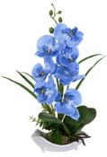 RRP £24.99 Orchid Plant Artificial Blue Orchid Faux Flowers In Vase