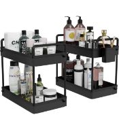 RRP £21.99 Ronlap 2-Pack Under Sink Organizers and Storage 2-Tier with Handles