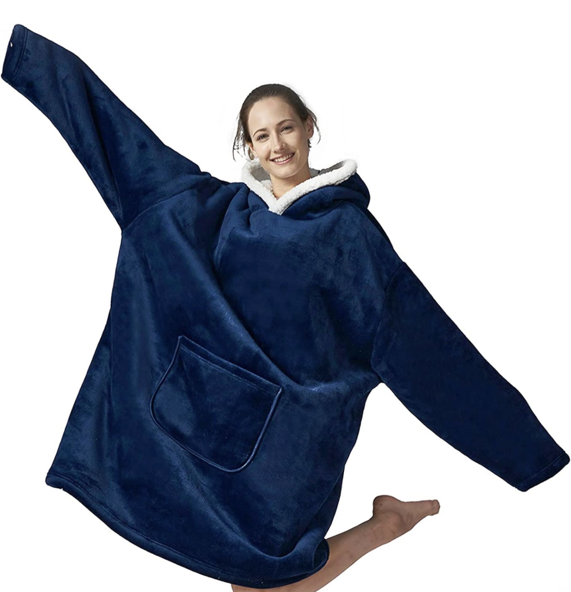 RRP £39.99 Hansleep Oversized Hoodie Blanket Sherpa Fleece Snuggle Warm Fluffy Hoodie