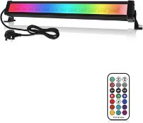 RRP £29.99 MEIHUA RGB LED Light Bar 42W Wall Washer Light with 360° RF Remote Control
