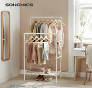 RRP £28.99 SONGMICS Clothes Rack, Metal Stand with 2 Hanging Rails and Storage Shelf