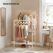 RRP £28.99 SONGMICS Clothes Rack, Metal Stand with 2 Hanging Rails and Storage Shelf