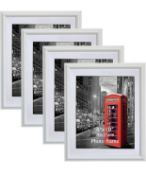 RRP £24.99 Petaflop 10x8 Photo Frames Matted White Classic 4-Pack