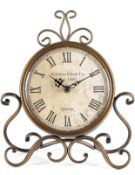 RRP £22.99 Copper Table Clock 28cm Height Silent Non-Ticking Roman Retro Art Desk Clock