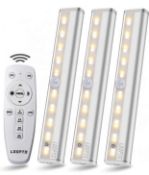 Ldopto Under Cabinet LED Lights with Remote Control, 3-Pack RRP £24.99