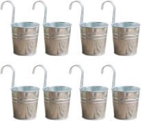 Wavel 8 Pcs Hanging Flower Pots with Hook, Metal Iron Bucket RRP £17.99