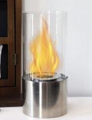 RRP £32.99 my Silver Table Fireplace with Glass Tube Portable Bioethanol Fireplace