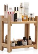RRP £29.99 Gobam Bamboo Makeup Organiser 32cm Tall 2-Layer Countertop Organiser