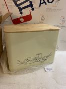 RRP £29.99 Extra Large Space Saving Vertical Cream Bread Bin with Eco Bamboo Cutting Board Lid