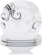 RRP £22.99 VEWEET 'Zoey', 6-Piece Soup Plate 8.5" Porcelain Dinner Set Ivory White Porcelain