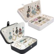 2Pcs Jewellery Box Organiser, SMFANLIN Small Travel PU Leather Jewelry Storage Case