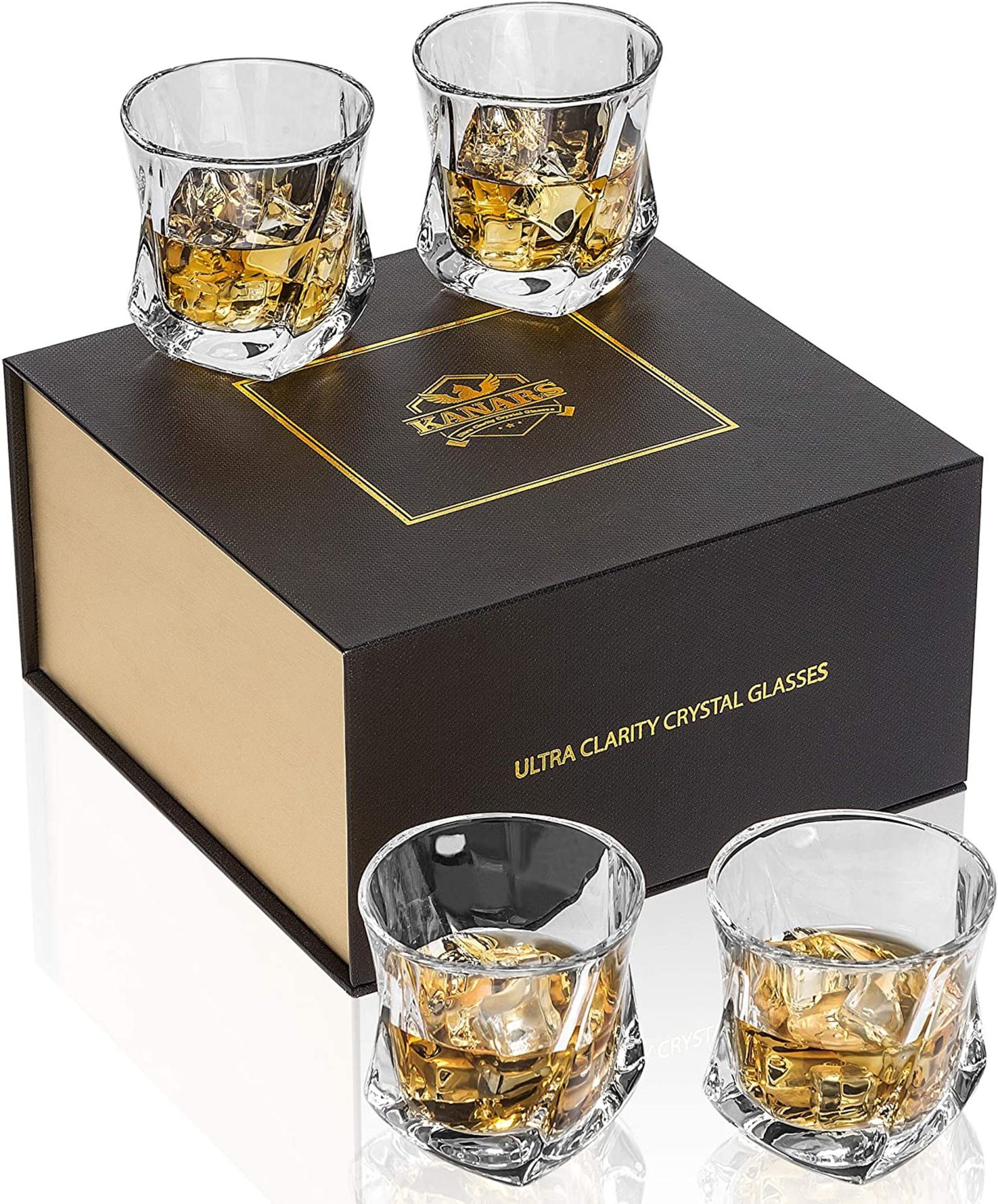 RRP £39.99 LANFULA Crystal Glass, Classic Premium Glasses Set of 4 In Luxury Gift Box