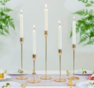 RRP £28.99 Gold Candle Holders for Candlestick Candles, Set of 5 Tall Taper Candle Stick Holder