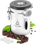 RRP £19.99 Coffee Canister Airtight Coffee Container - Stainless Steel Coffee Storage