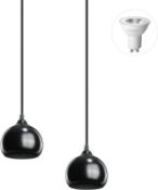 RRP £25.99 Linkind 2-Pack Black Ceiling Pendant Light, Modern Hanging Light