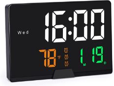 RRP £18.99 Rechargeable Digital Alarm Clock Multi-Function with Temperature Display
