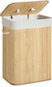 RRP £35.99 Songmics Bamboo Laundry Basket XL Folding Storage Hamper