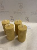 RRP £22.99 Set of 4 Pure Beeswax Candles Rolled Honeycomb Handmade from the Beekeeper