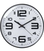 RRP £19.99 Plumeet Retro Wall Clock 12" Non-Ticking Classic Decorative 3D Number Display