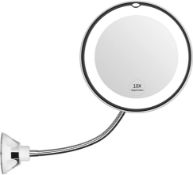RRP £28.99 KEDSUM Flexible Gooseneck 11.5" 10 X Magnifying LED Lighted Mirror Illuminated