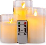 RRP £26.99 Aku Tonpa Flameless Candles Battery Operated Real Wax Flickering LED Glass Candles