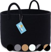 RRP £29.99 OrganiHaus Black Laundry Basket Large Woven Storage Basket