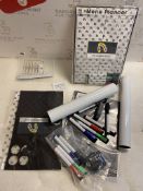 Collection of Dry Erase White Boards Markers and Magnetic Boards