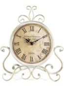 RRP £24.99 HZDHCLH White Roman Table Clock Silent Retro Art Desk Clock
