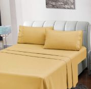 RRP £30.99 HOMEIDEAS 4 Piece Buckle Embroidered Edge Bed Sheets Set Extra Soft, Super King