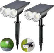 RRP £29.99 Linkind 16-LED Solar Landscape Spotlights, Dusk-to-Dawn IP67 Waterproof, 2-Pack