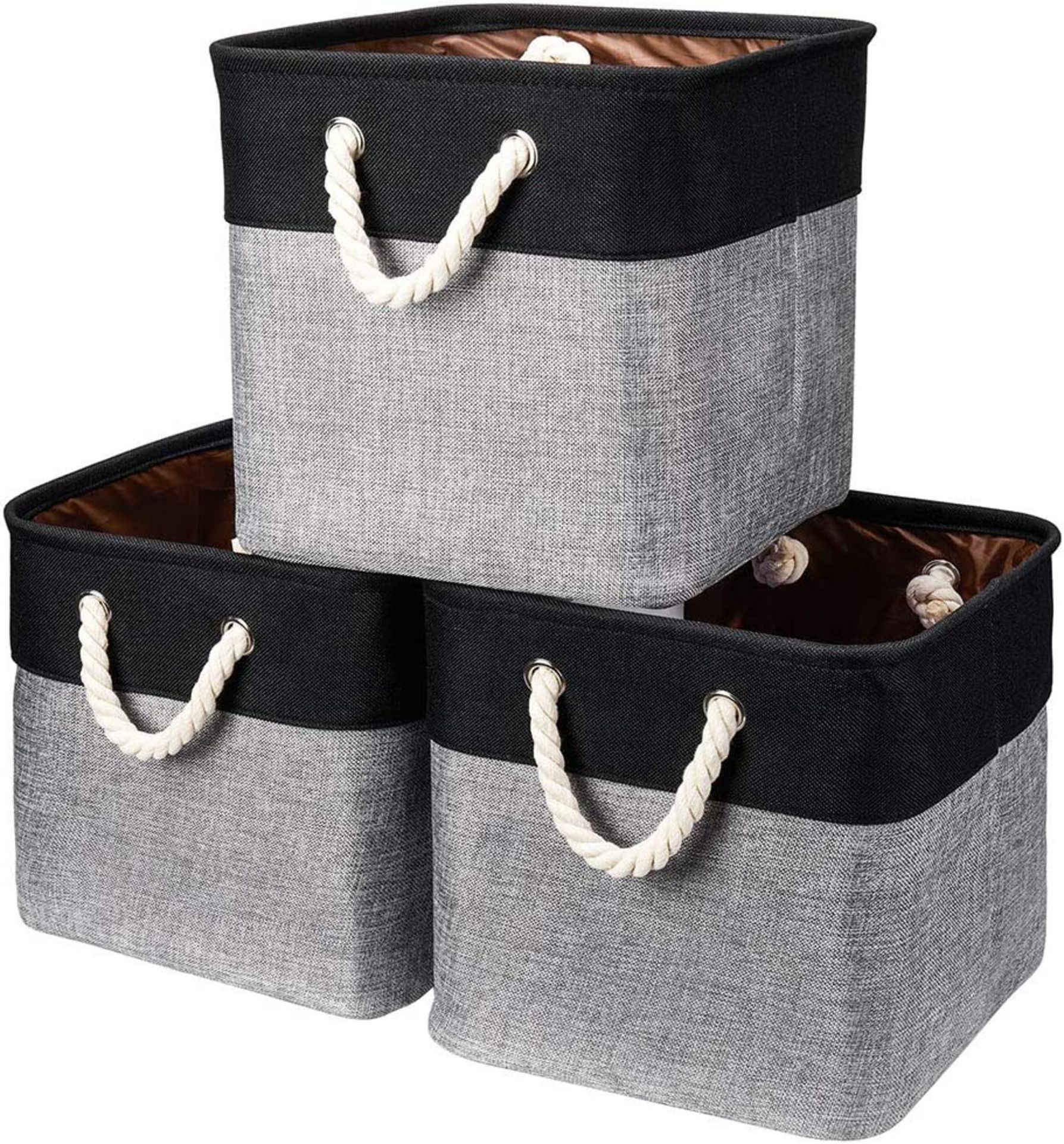 RRP £24.99 Robuy Storage Cube Basket Set of 3 Foldable Canvas Fabric Boxes Cotton Rope Handles