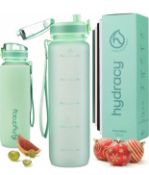 RRP £24.99 Hydracy Water Bottle with Time Marker Large 1 Litre Sports Gym Bottle