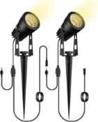RRP £33.99 Garden Spotlights 2 Packs with 3m Wiring Cable Spike Lights, Extension Spot Lights