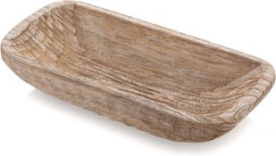 RRP £27.99 Hanobe Decorative Wood Dough Bowl Long Wooden Centerpiece Table Decoration