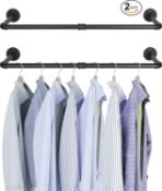 RRP £29.99 BQKOZFIN Industrial Pipe Wall Mounted Clothes Rack, Set of 2