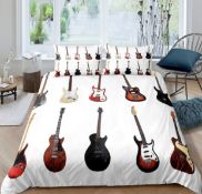 RRP £26.99 Loussiesd Kids Guitar Print Bedding Set, Single