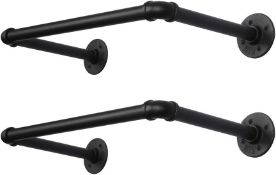 RRP £27.99 OROPY Industrial Pipe Clothes Bar Rack, Set of 2, 49cm Wall Mounted