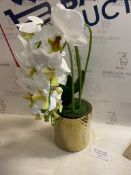 RRP £25.99 RENATUHOM Fake Orchid Artificial Flowers Large Artificial Orchid In Gold Pot