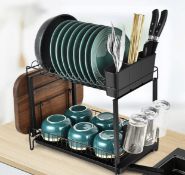 RRP £26.99 Aceyoon 2-Tier Dish Drainer Rack with Rotating Drain