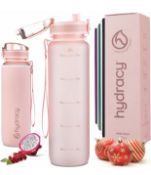 RRP £24.99 Hydracy Water Bottle with Time Marker Large 1 Litre Sports Gym Bottle