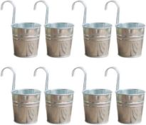 Wavel 8 Pcs Hanging Flower Pots with Hook, Metal Iron Bucket RRP £17.99