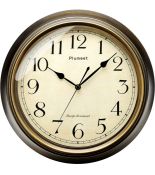 RRP £21.99 Plumeet Retro Wall Clock 10" Non-Ticking Classic Decorative (Old Arabic Numerals)