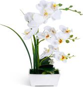 RRP £25.99 Fake Orchid Artificial Flowers For Decoration White Orchid Flower Decor Silk Orchids