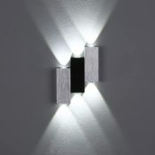 RRP £17.99 Lightess LED Modern Wall Lighting 6W Brushed Aluminium Up Down Wall Lights