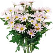 RRP £120 Set of 8 x FiveSeasonStuff Artificial Daisy Flowers Silk Pink Bouquet (2 Bunches 36cm)