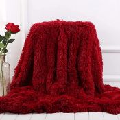 RRP £39.99 Sourcing Map Solid Faux Fur Full Size Blanket 78"x90" - Shaggy Lightweight Fleece Throw