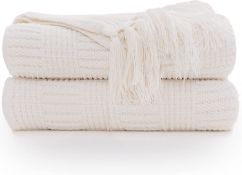 RRP £23.99 RECYCO Chenille Throw Blanket Soft Silky with Tassel Cozy Lightweight Woven Blanket